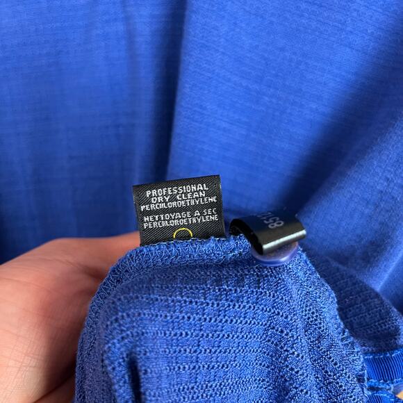 Jhane Barnes Mens Shirt Blue Polo Silk & Spandex Short Sleeve Square Pattern M - Picture 10 of 14